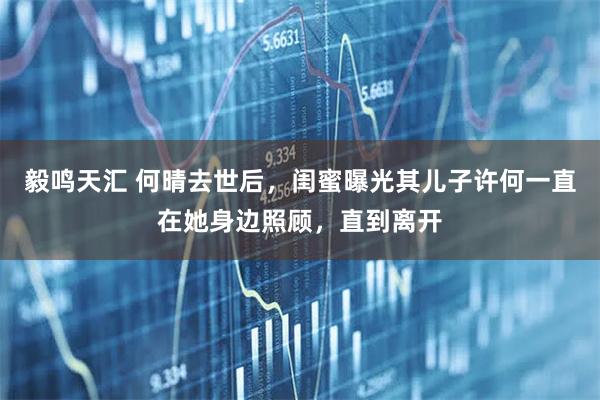 毅鸣天汇 何晴去世后,闺蜜曝光其儿子许何一直在她身边照顾,直到离开